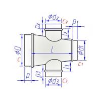 Купить крестовина круглого сечения конусная с прямыми круглыми врезками оптом | ПРОТОРГ