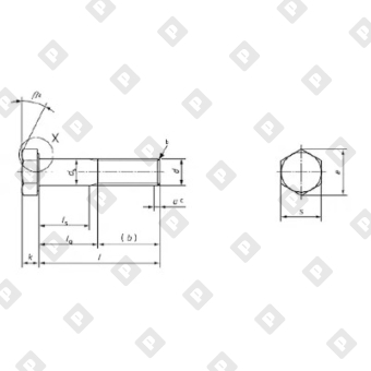 Болт ГОСТ Р ИСО 4014 M20x100 с шестигранной головкой и неполной резьбой, кл. пр. 8.8, оц. сталь - №2