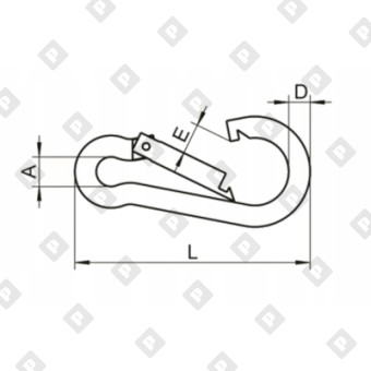 Карабин пожарный с фиксатором DIN 5299D 15x195, оц. сталь - №2