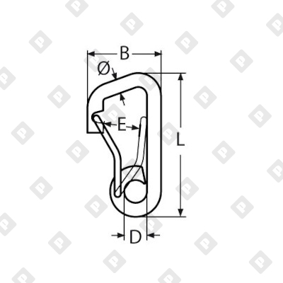 Карабин зацепной «страховочный» ART 8305 6x61, нерж. сталь A4 - №2