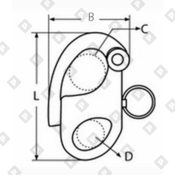 Карабин отцепной «пеликан» с мочкой ART 8288 52 мм, нерж. сталь A4 - №2