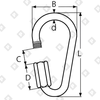 Карабин-груша с резьбовой муфтой ART 8961 12x144, нерж. сталь A4 - №2