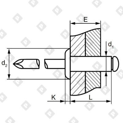 Заклепка вытяжная открытая 3,2x6 со стандартным бортом, окрашенная RAL 7024 серый графит, алюминий / оц. сталь - №2