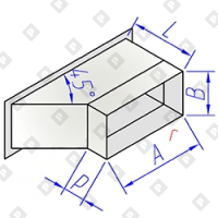 Врезка прямоугольного сечения косая в прямоугольный воздуховод - №1