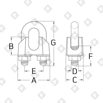 Зажим DIN 1142 усиленный для троса Ø40мм, оц. сталь - №4