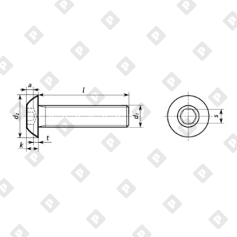 Винт ISO 7380-1 М6x10 с полукруглой головкой, шлиц шестигранник HEX, кл. пр. 10.9, оц. сталь - №2