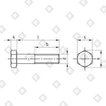Болт DIN 931 M24x140 с шестигранной головкой и неполной резьбой, нерж. сталь A2 - №2