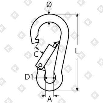 Карабин пружинный с кольцом ART 8250 5x50, нерж. сталь A4 - №2