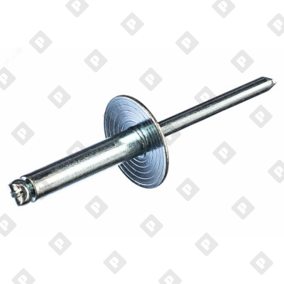 Заклепка вытяжная открытая 4,8x16 с экстра увеличенным бортом 16 мм, оц. сталь / оц. сталь - №1