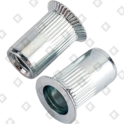 Заклепка M5x13.5 с внутренней резьбой и потайным бортиком, с насечками, оц. сталь - №1