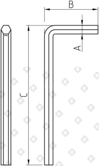 Ключ L-образный шестигранный DIN 911, внутренний SW3, оц. сталь - №2