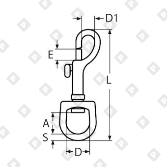 Карабин вертлюжный ART 8303 Ø9мм с задвижный защелкой, нерж. сталь А4 - №2