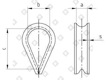 Коуш DIN 6899 для троса Ø12мм, оц. сталь - №2