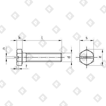 Болт DIN 933 SZ M6x55 с шестигранной головкой, прямым шлицем и полной резьбой, нерж. сталь A4 - №3