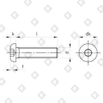 Винт ISO 7380-1 М3x40/40 с полукруглой головкой, шлиц шестигранник HEX2, нерж. сталь A2 - №4